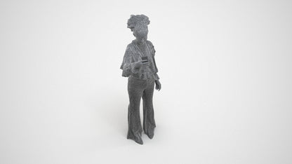 photogrammetry 3D woman casual standing, realistic human model archviz FBX, wireframe three-quarter view