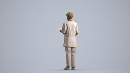 photogrammetry 3D senior woman medical, realistic human model archviz FBX, front view render