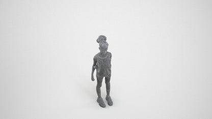 3D human model girl sport kids, photogrammetry scanned person for archviz, wireframe three-quarter view