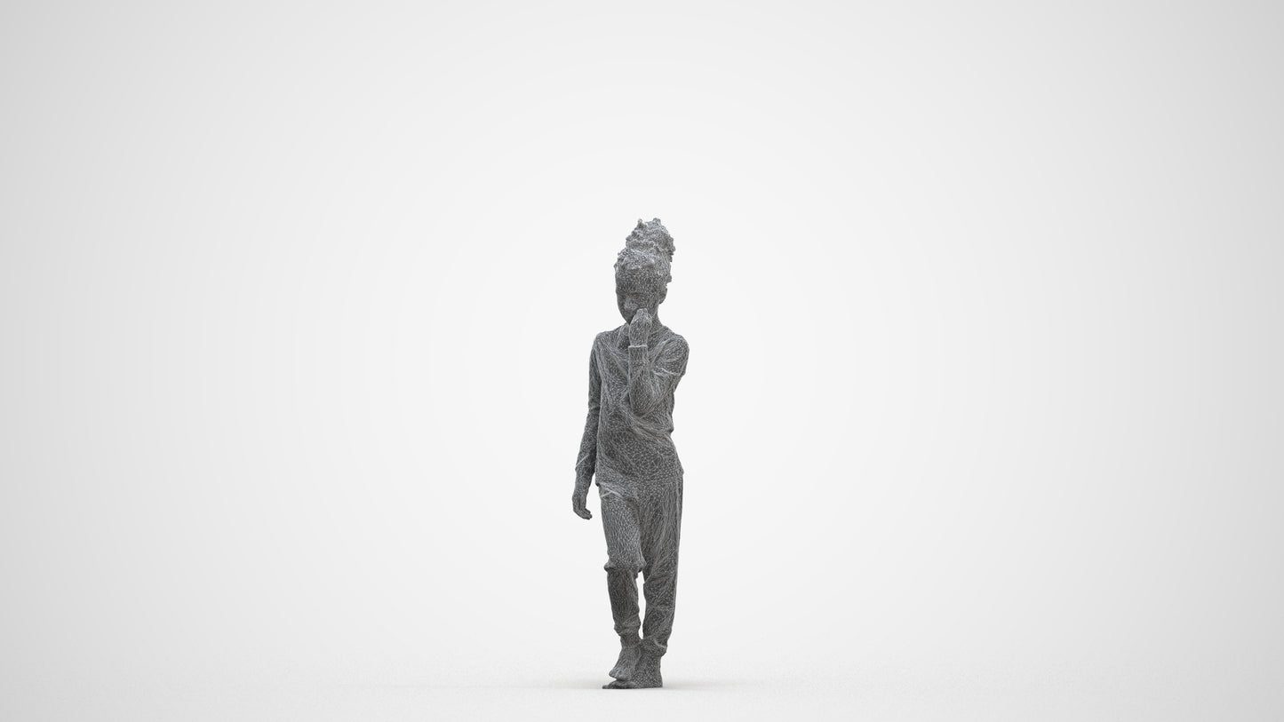 scanned 3D girl kids, photogrammetry people for Enscape and V-Ray, three-quarter front view render
