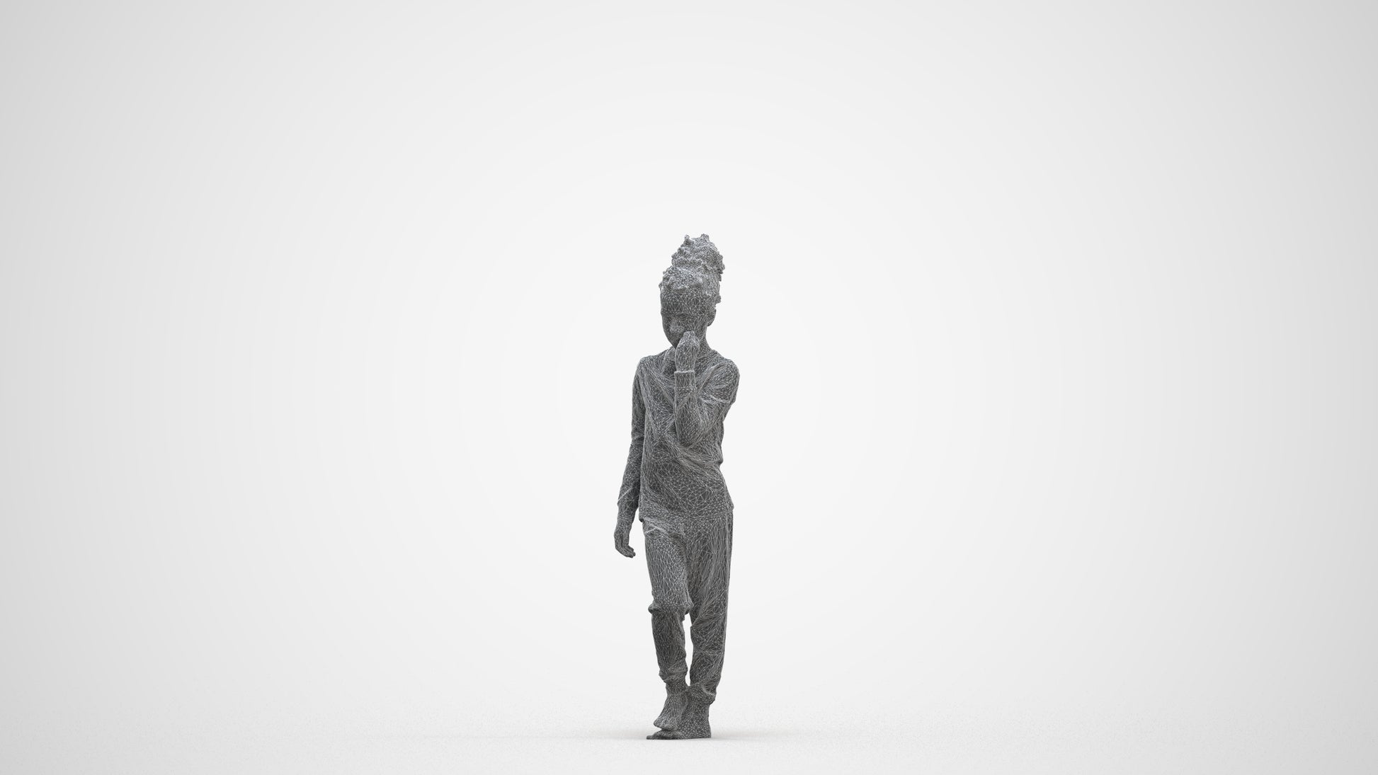 scanned 3D girl kids, photogrammetry people for Enscape and V-Ray, three-quarter front view render