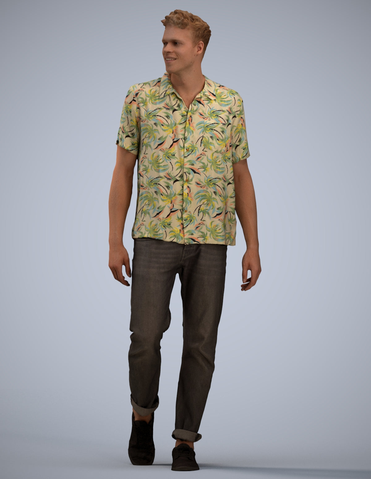 realistic 3D human man casual walking, archviz people FBX OBJ for Blender