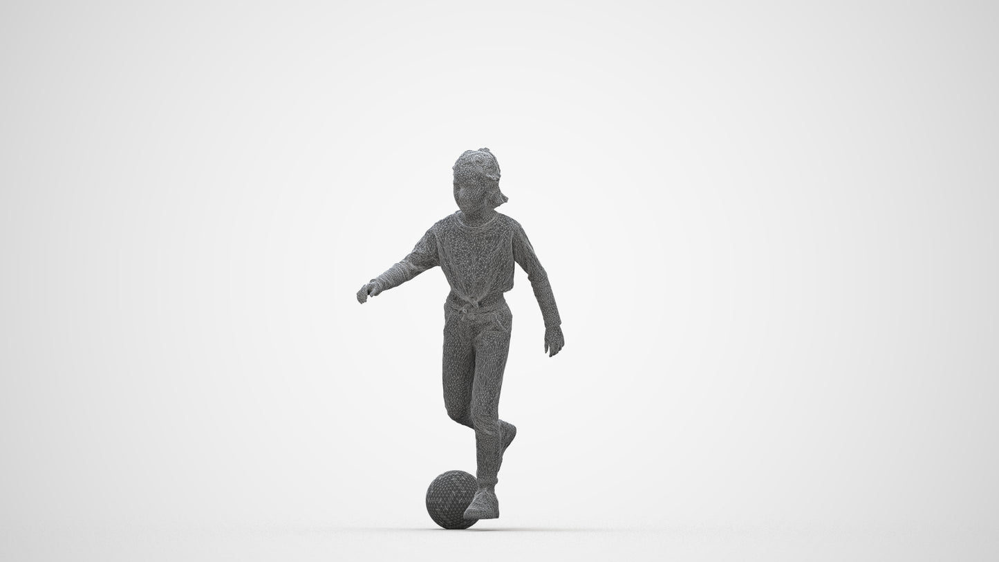 3D scanned girl kids sport, photorealistic archviz people for Enscape and SketchUp, wireframe back view