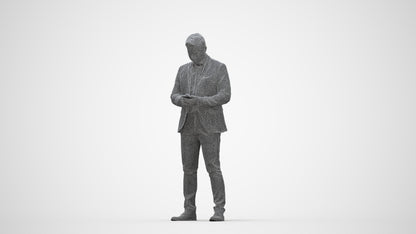 realistic 3D man business, scanned archviz people for Blender and 3ds Max, wireframe back view