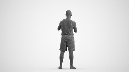 realistic 3D people man standing, render-ready for V-Ray and Corona, FBX OBJ, wireframe front view