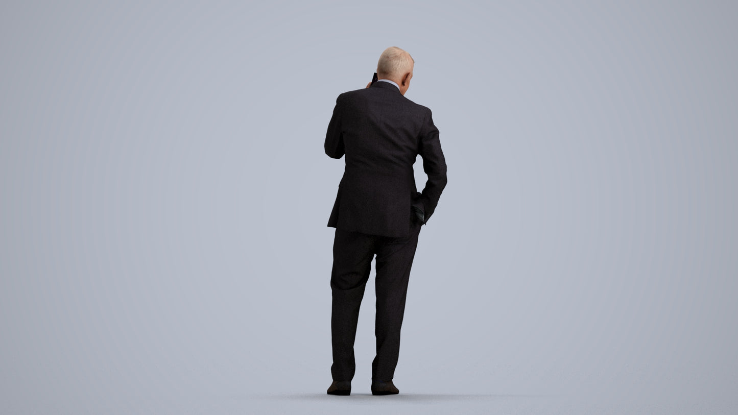scanned 3D senior man business, photogrammetry people for Enscape and V-Ray, front view render