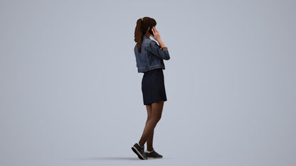 realistic 3D people woman casual walking, render-ready for V-Ray and Corona, FBX OBJ, side view render