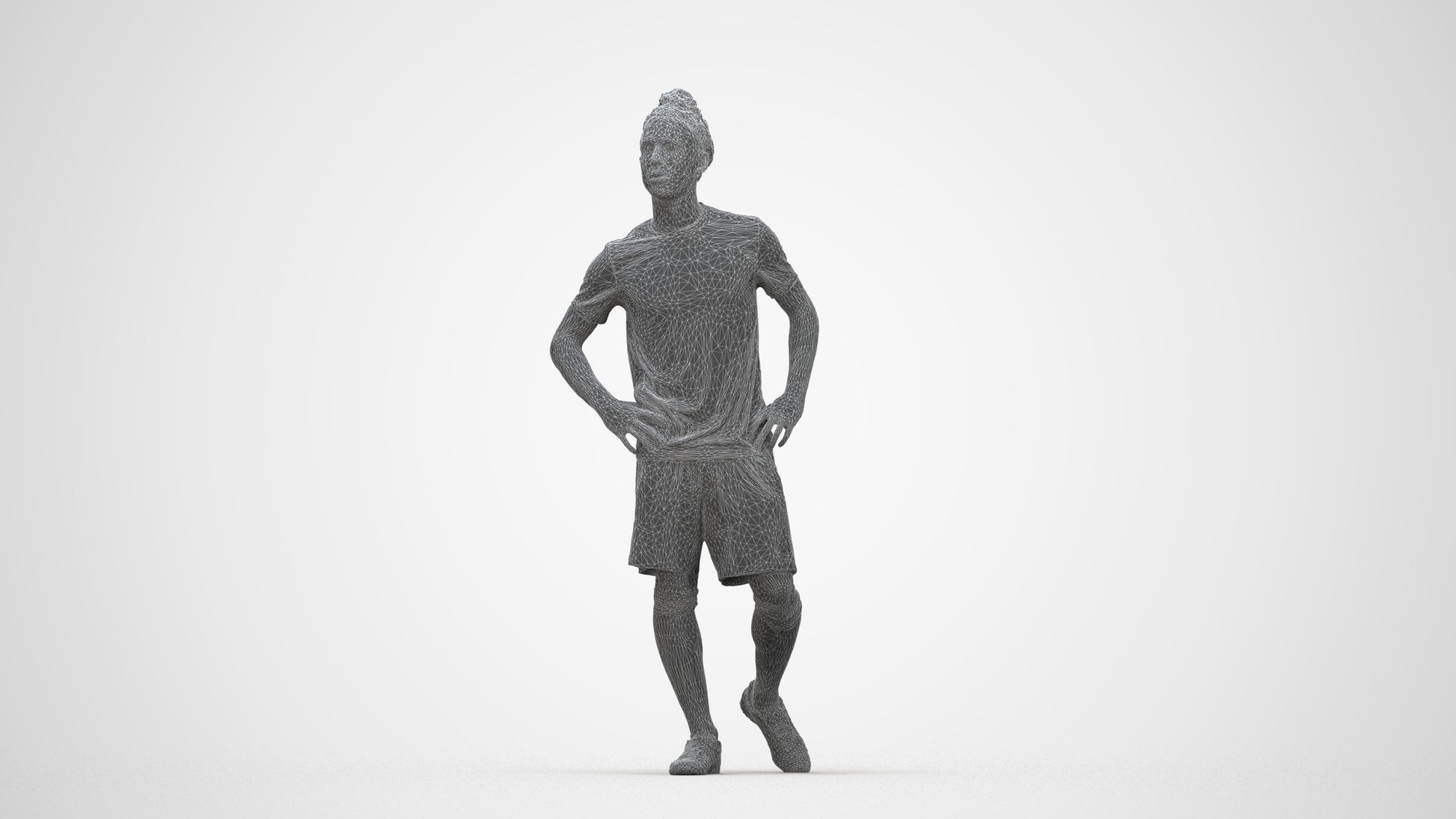 realistic 3D people man sport, render-ready for V-Ray and Corona, FBX OBJ, wireframe back view