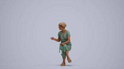 photogrammetry 3D senior woman casual sitting, realistic human model archviz FBX, standing pose render