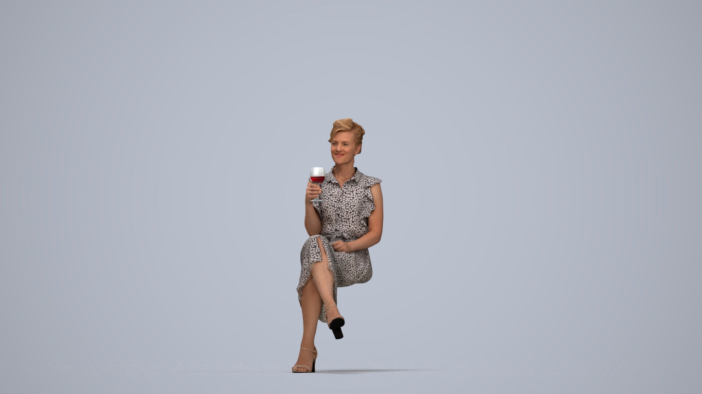 photogrammetry 3D woman casual kids, realistic human model archviz FBX, top-down view render