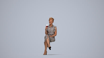 photogrammetry 3D woman casual kids, realistic human model archviz FBX, top-down view render
