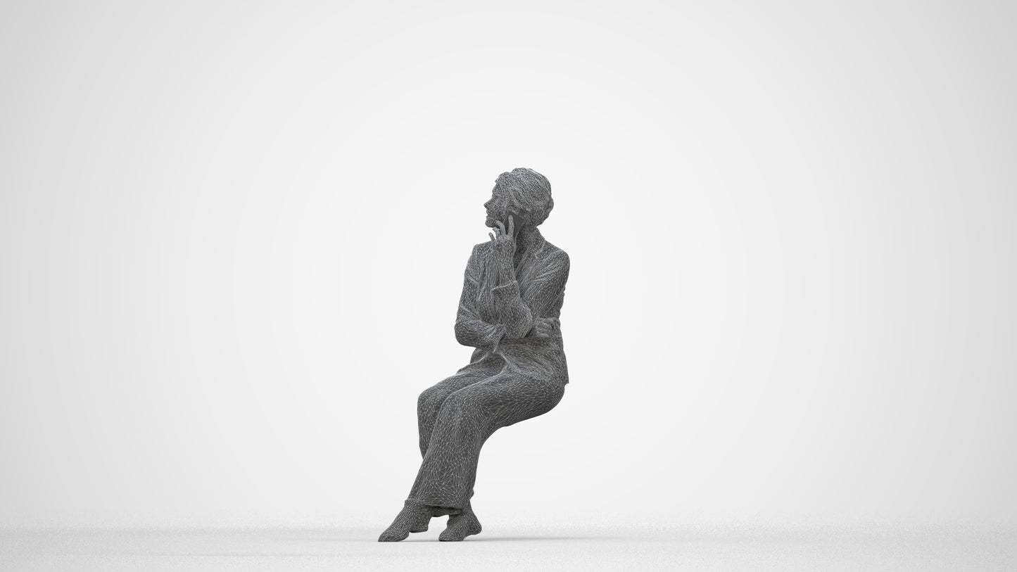 photogrammetry 3D woman business, realistic human model archviz FBX, wireframe back view