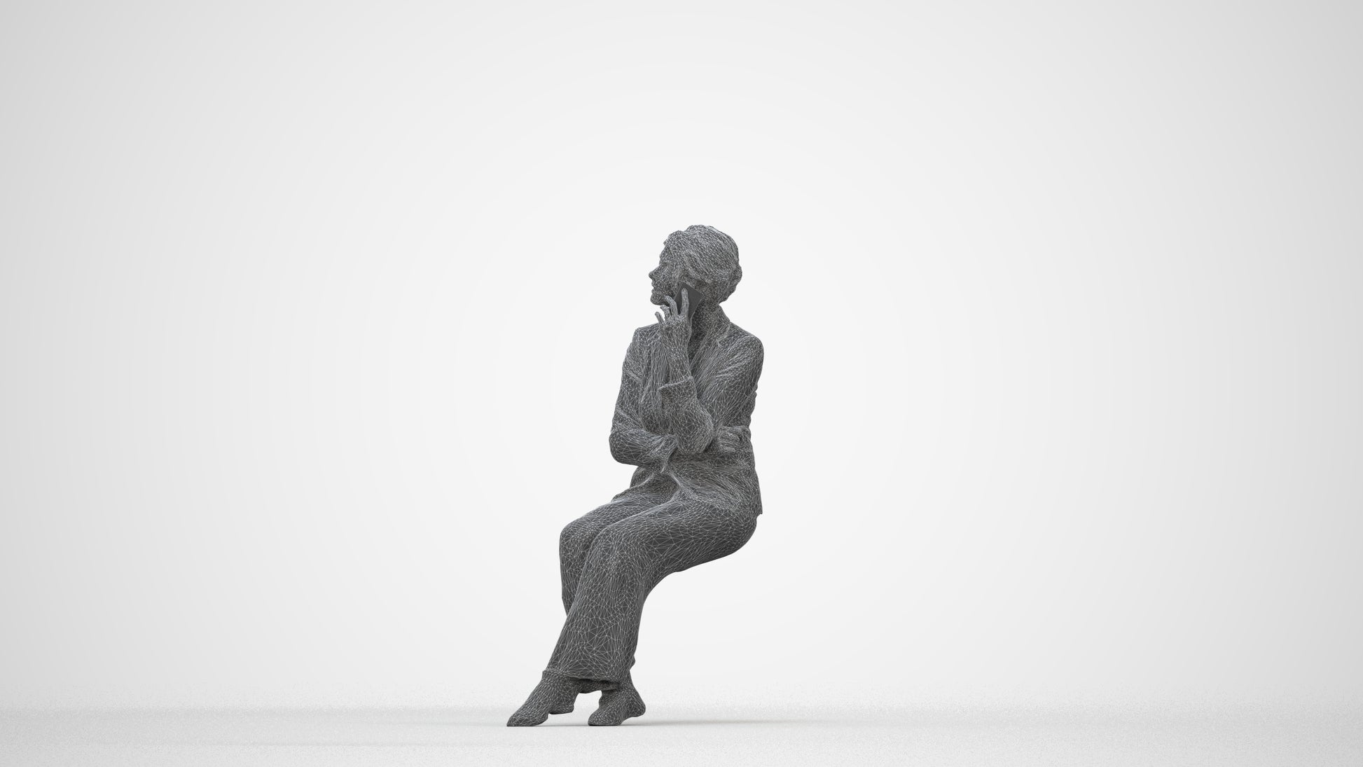 photogrammetry 3D woman business, realistic human model archviz FBX, wireframe back view