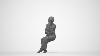 photogrammetry 3D woman business, realistic human model archviz FBX, wireframe back view