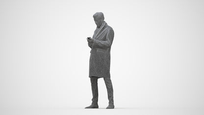 photogrammetry 3D man standing, realistic human model archviz FBX, wireframe back view