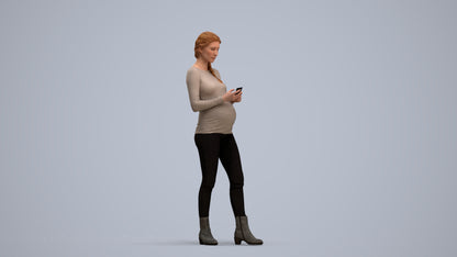 3D scanned woman standing casual, photorealistic archviz people for Enscape and SketchUp, standing pose render