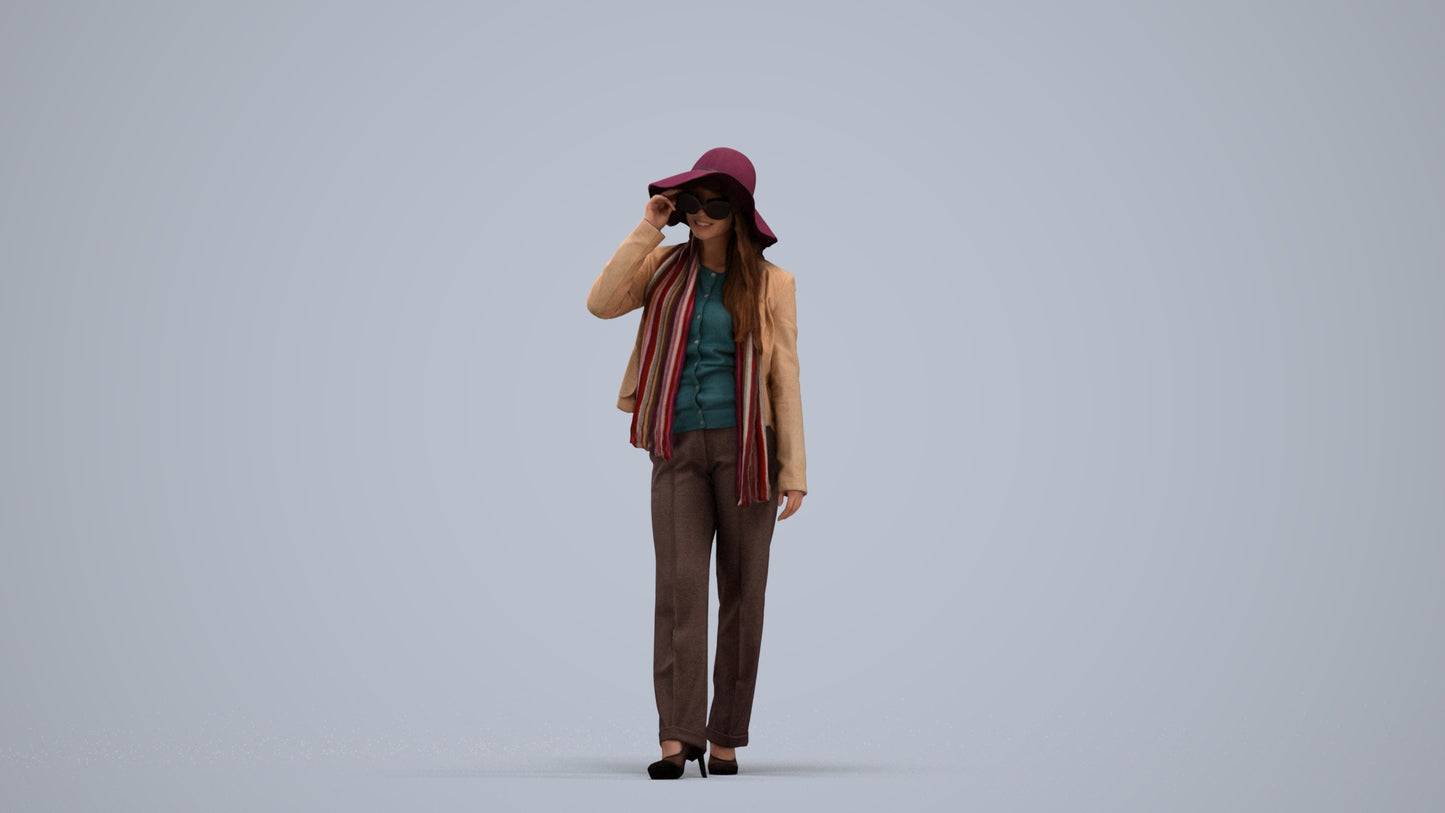 realistic 3D people woman casual standing, render-ready for V-Ray and Corona, FBX OBJ, standing pose render