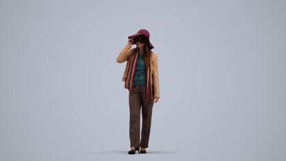 realistic 3D people woman casual standing, render-ready for V-Ray and Corona, FBX OBJ, standing pose render