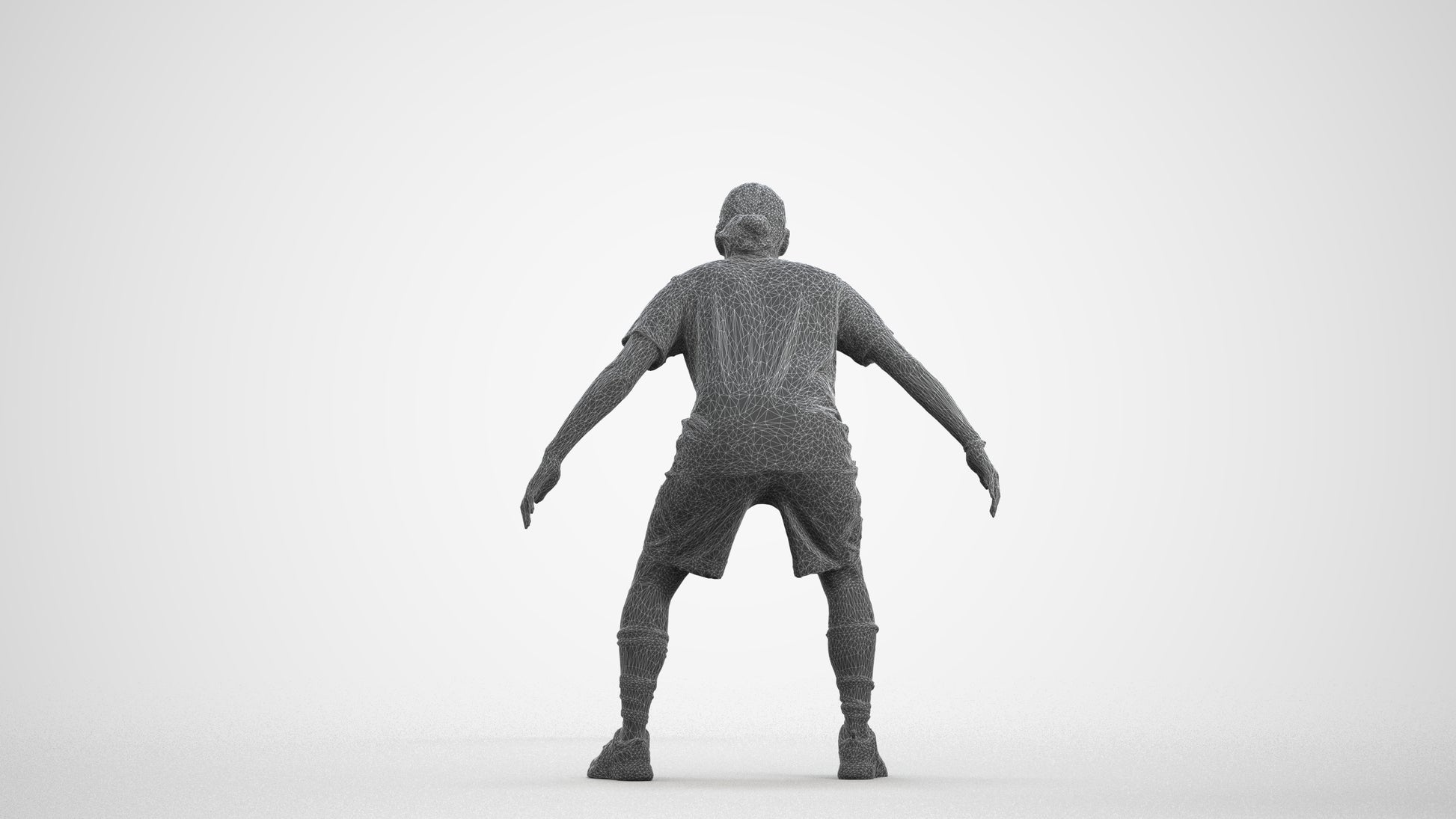 scanned 3D man sport, photogrammetry people for Enscape and V-Ray, wireframe front view