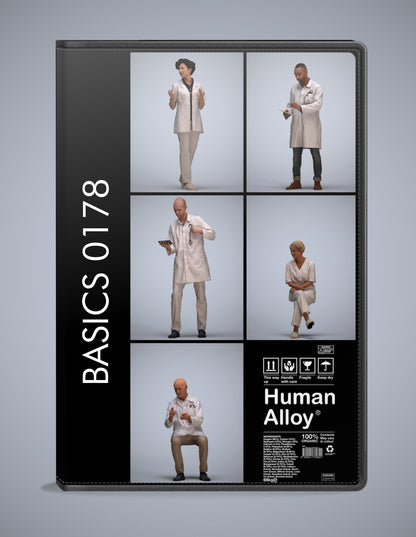 3D human models medical bundle, 5 photogrammetry scanned people for archviz