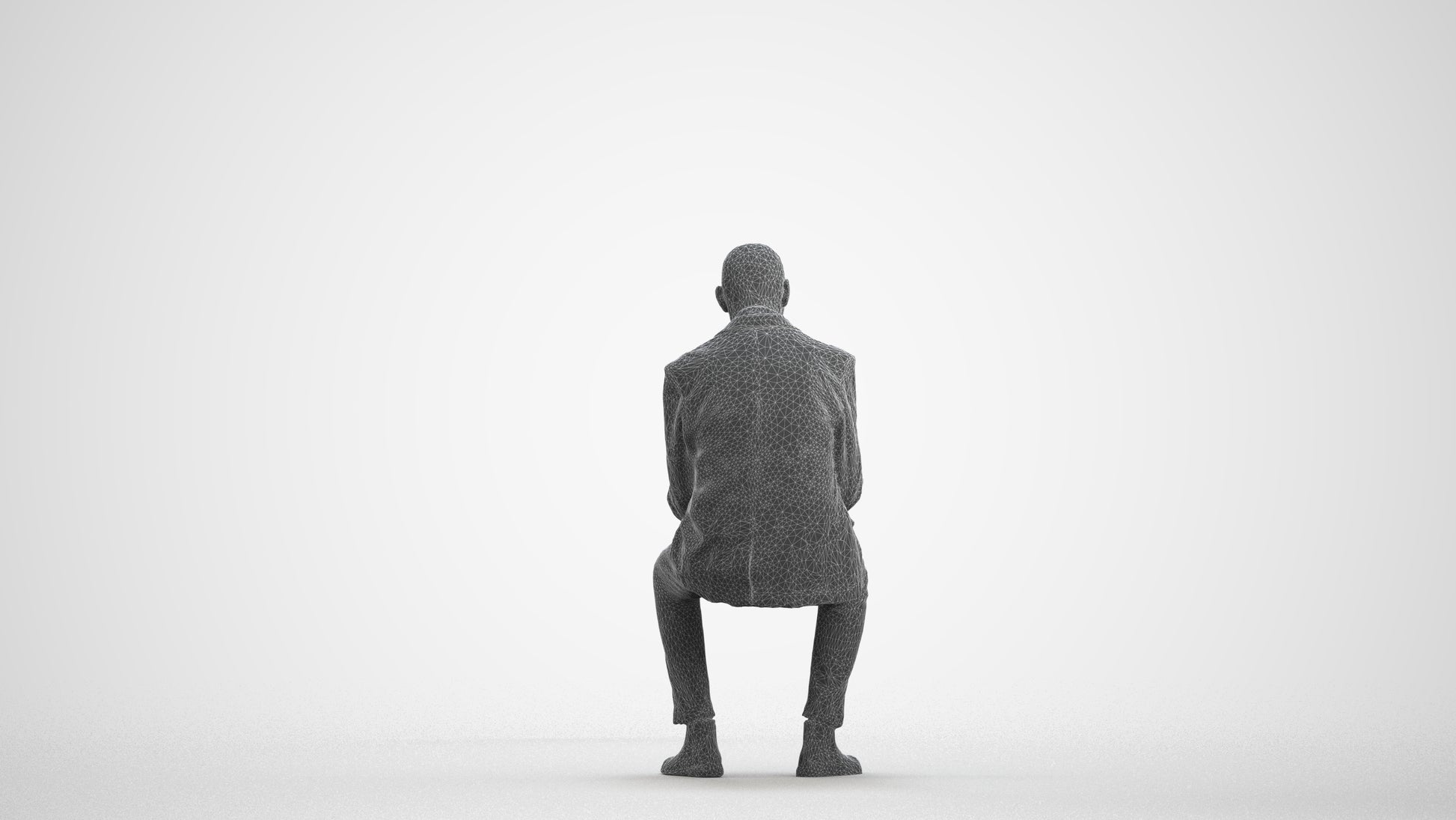 realistic 3D people senior man business, render-ready for V-Ray and Corona, FBX OBJ, wireframe front view