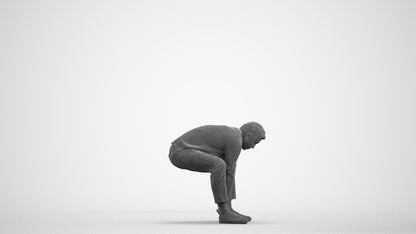 3D scanned man sitting casual, photorealistic archviz people for Enscape and SketchUp, wireframe front view