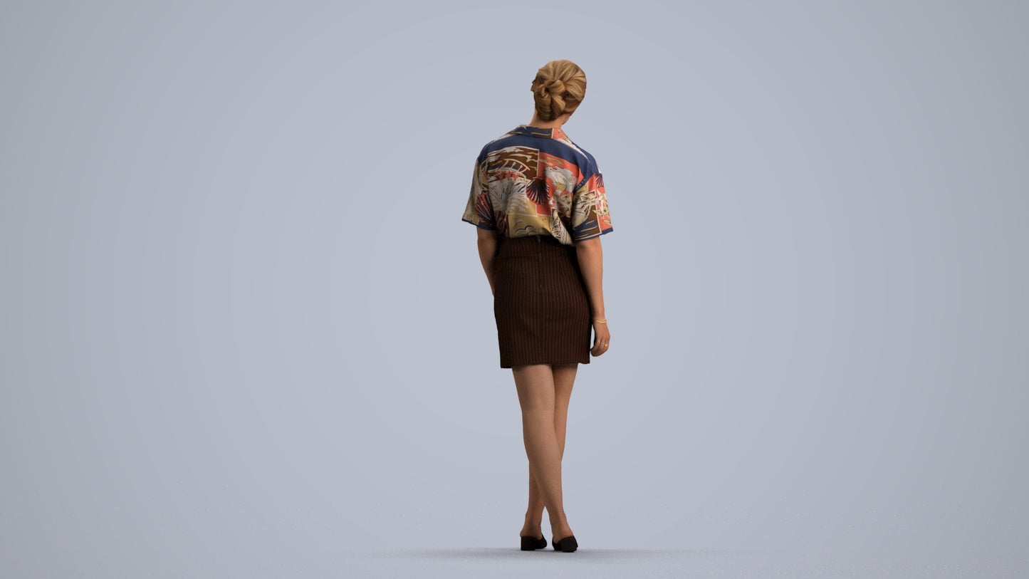 realistic 3D people woman casual standing, render-ready for V-Ray and Corona, FBX OBJ, front view render
