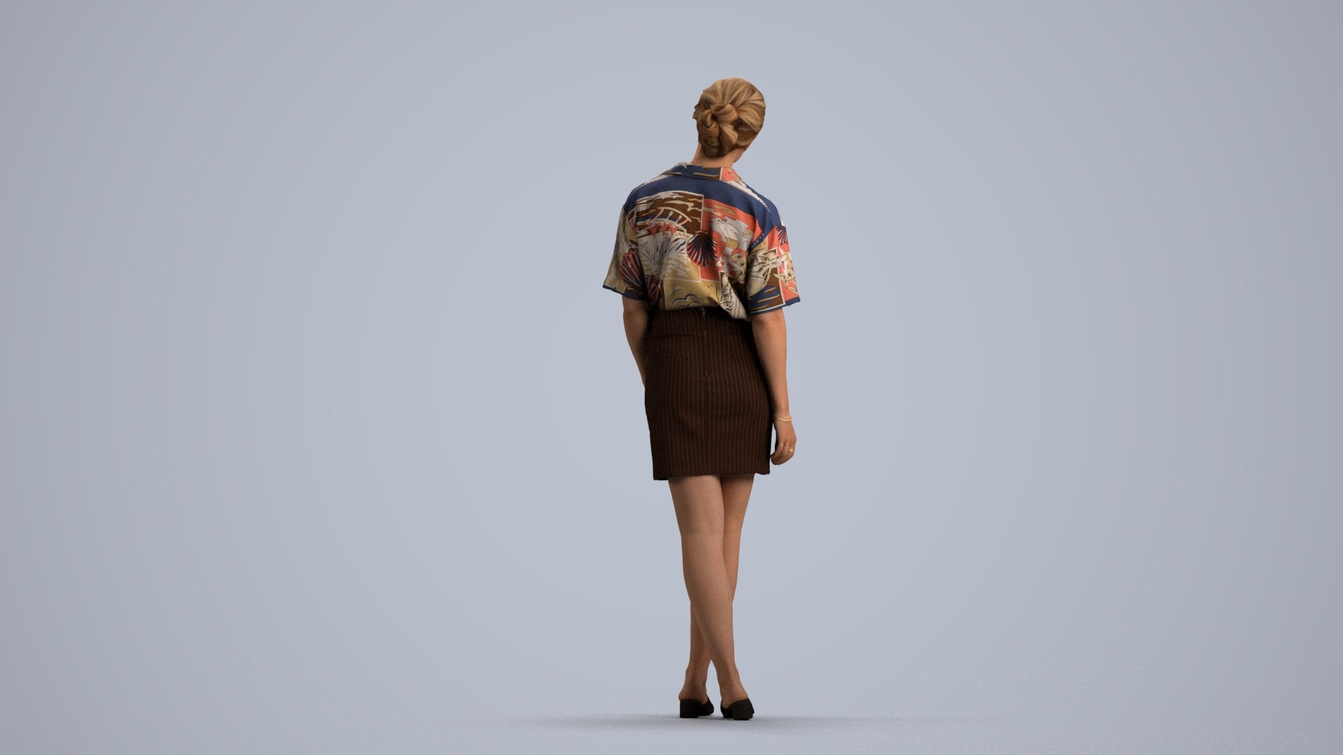 realistic 3D people woman casual standing, render-ready for V-Ray and Corona, FBX OBJ, front view render