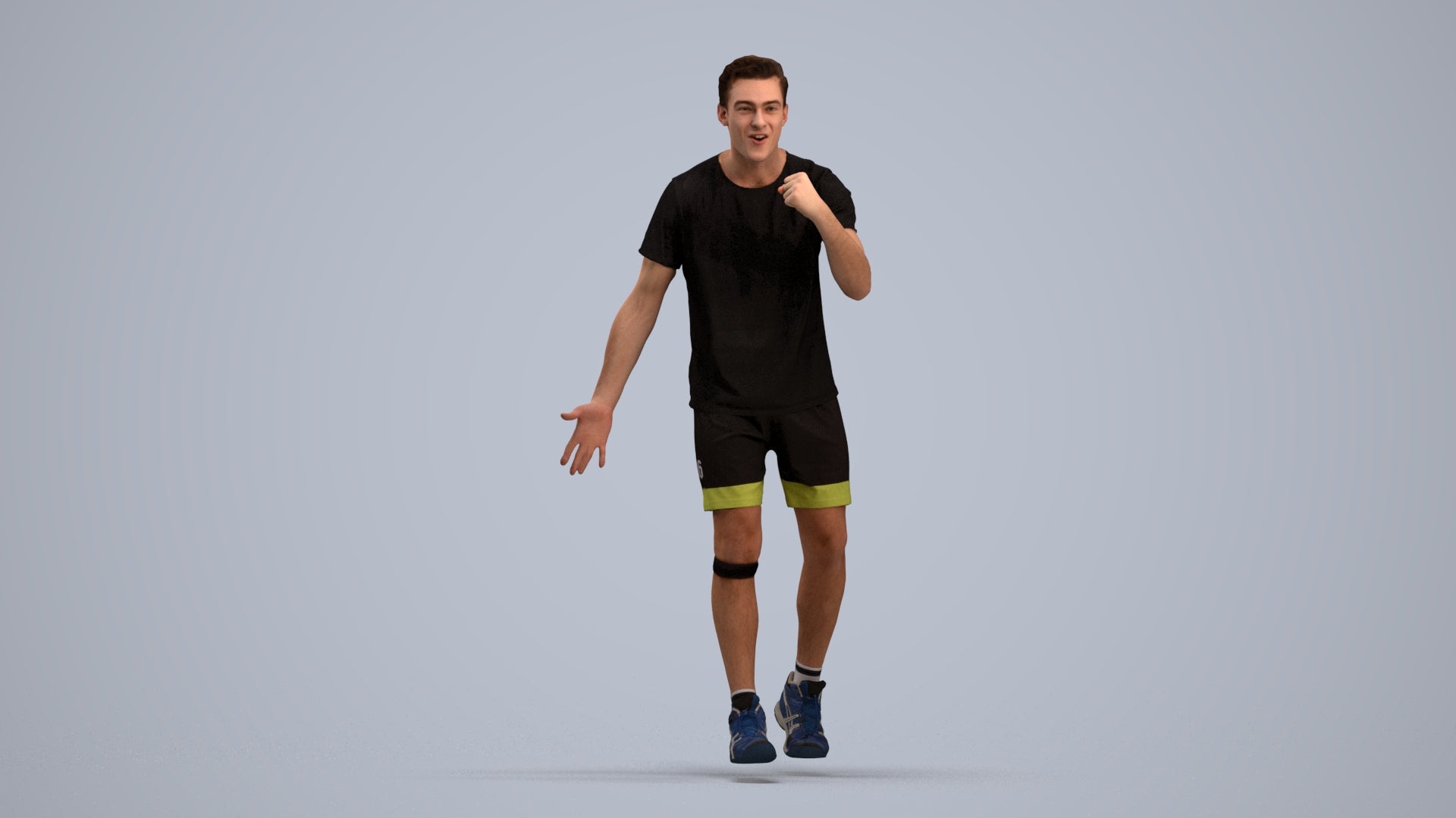 3D human model man sport, photogrammetry scanned person for archviz, standing pose render
