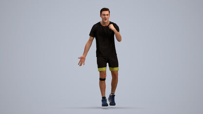 3D human model man sport, photogrammetry scanned person for archviz, standing pose render