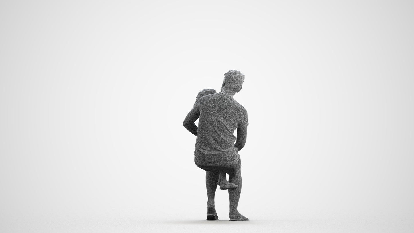 scanned 3D boy casual kids, photogrammetry people for Enscape and V-Ray, wireframe front view