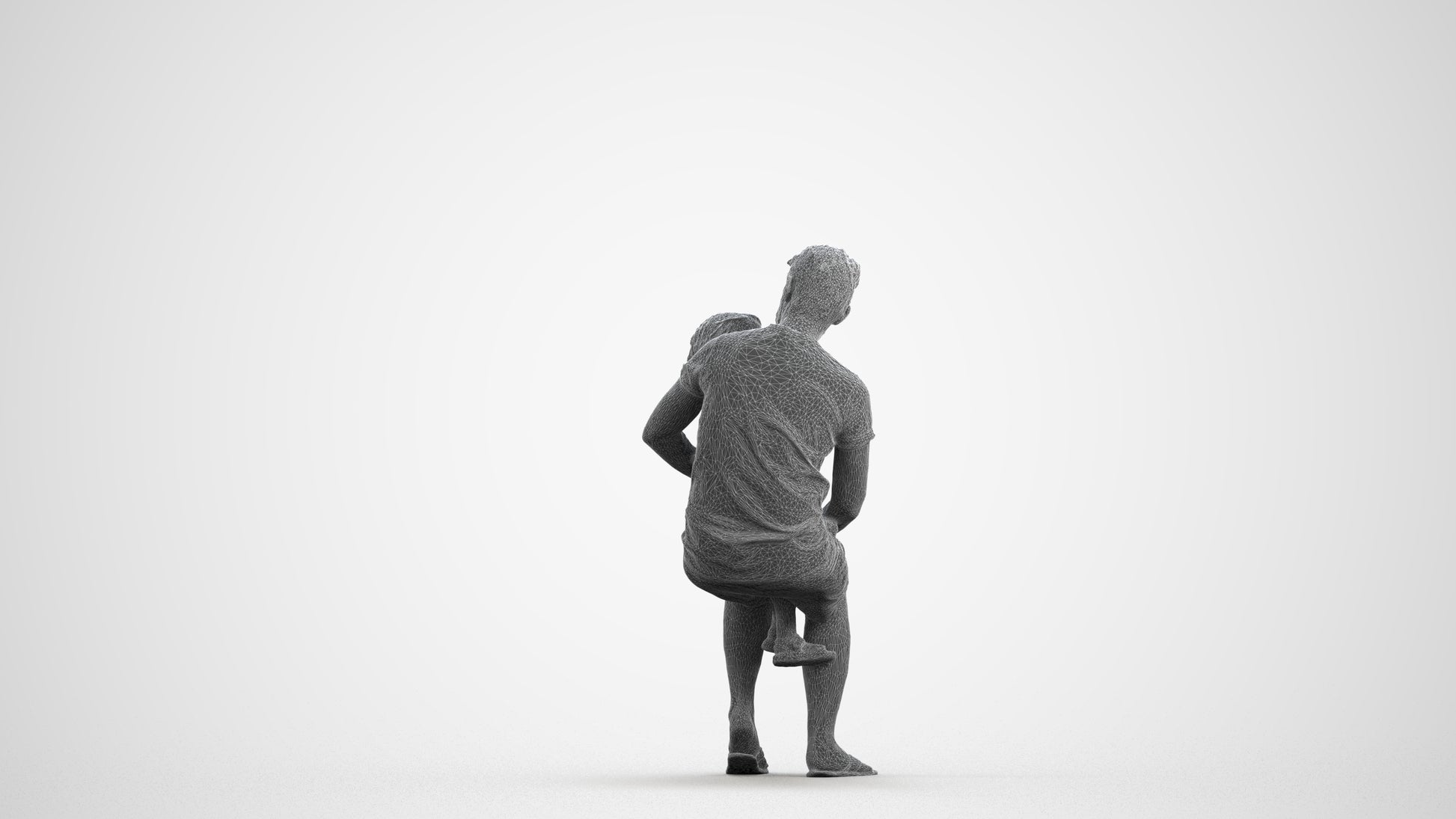 scanned 3D boy casual kids, photogrammetry people for Enscape and V-Ray, wireframe front view