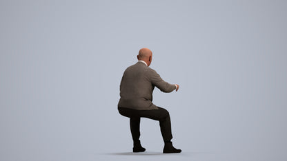 3D scanned senior man business, photorealistic archviz people for Enscape and SketchUp, front view render