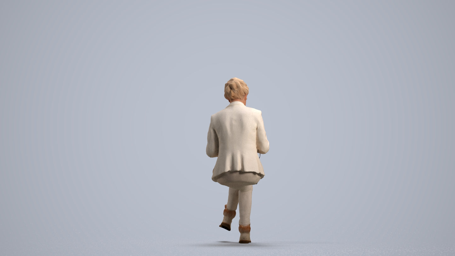 photogrammetry 3D senior woman business sitting, realistic human model archviz FBX, front view render