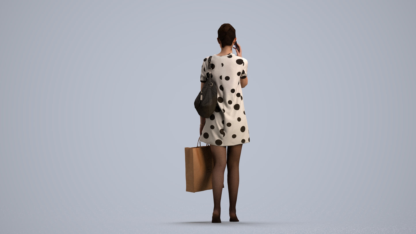 3D people model woman casual mix, scanned human for 3ds Max rendering, front view render