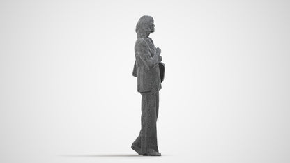 realistic 3D people senior woman business, render-ready for V-Ray and Corona, FBX OBJ, wireframe side view