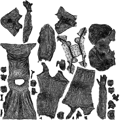 scanned 3D girl casual kids, photogrammetry people for Enscape and V-Ray, wireframe top-down view