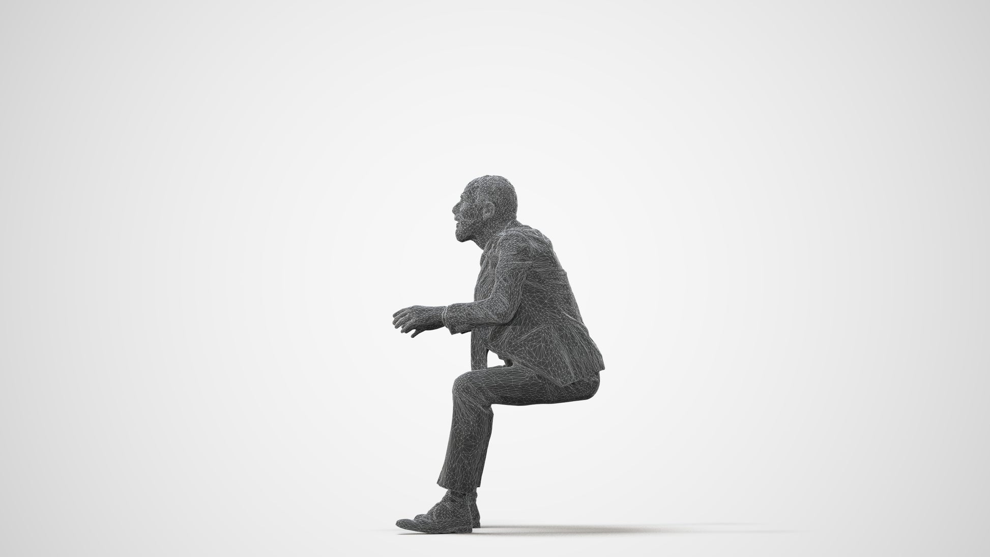 3D scanned senior man business, photorealistic archviz people for Enscape and SketchUp, square thumbnail