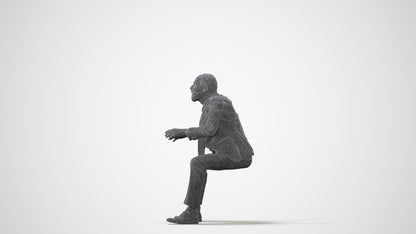 3D scanned senior man business, photorealistic archviz people for Enscape and SketchUp, square thumbnail