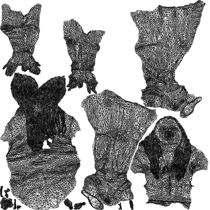 3D people model woman casual sitting, scanned human for 3ds Max rendering, wireframe top-down view