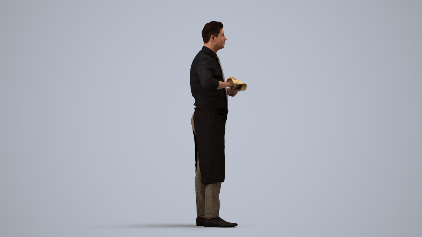photogrammetry 3D man standing, realistic human model archviz FBX, side view render