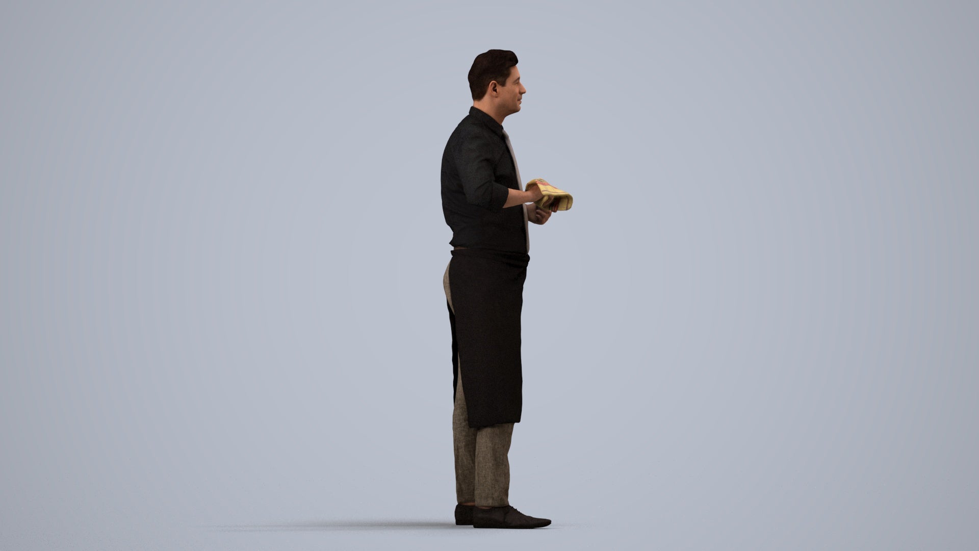 photogrammetry 3D man standing, realistic human model archviz FBX, side view render