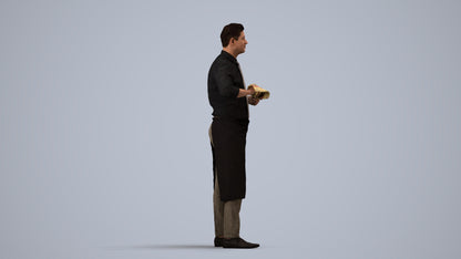 photogrammetry 3D man standing, realistic human model archviz FBX, side view render