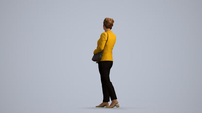3D people model woman casual walking, scanned human for 3ds Max rendering, front view render