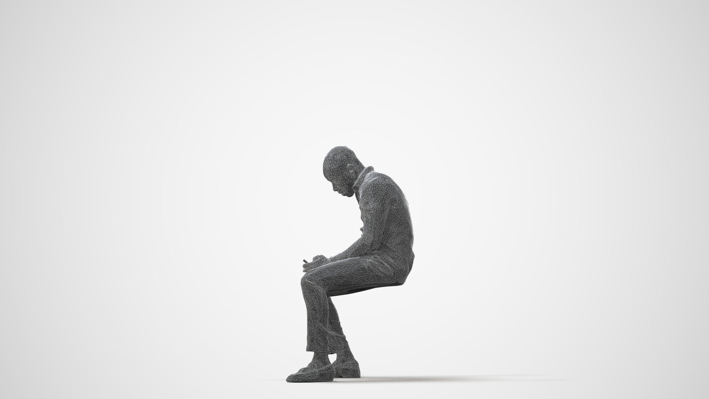 3D people model man business sitting, scanned human for 3ds Max rendering, square thumbnail