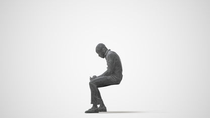 3D people model man business sitting, scanned human for 3ds Max rendering, square thumbnail