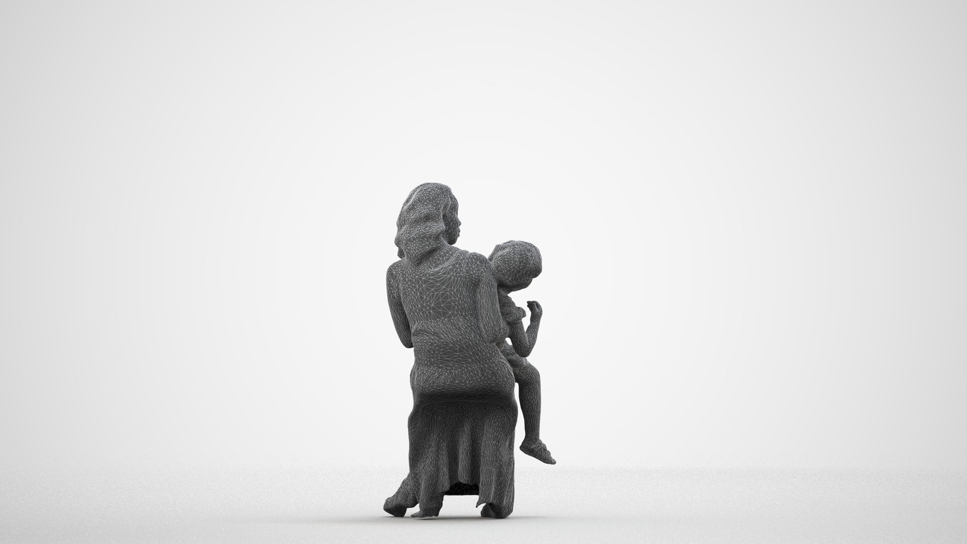 realistic 3D human girl casual kids, archviz people FBX OBJ for Blender, wireframe side view