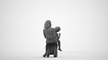 realistic 3D human girl casual kids, archviz people FBX OBJ for Blender, wireframe side view