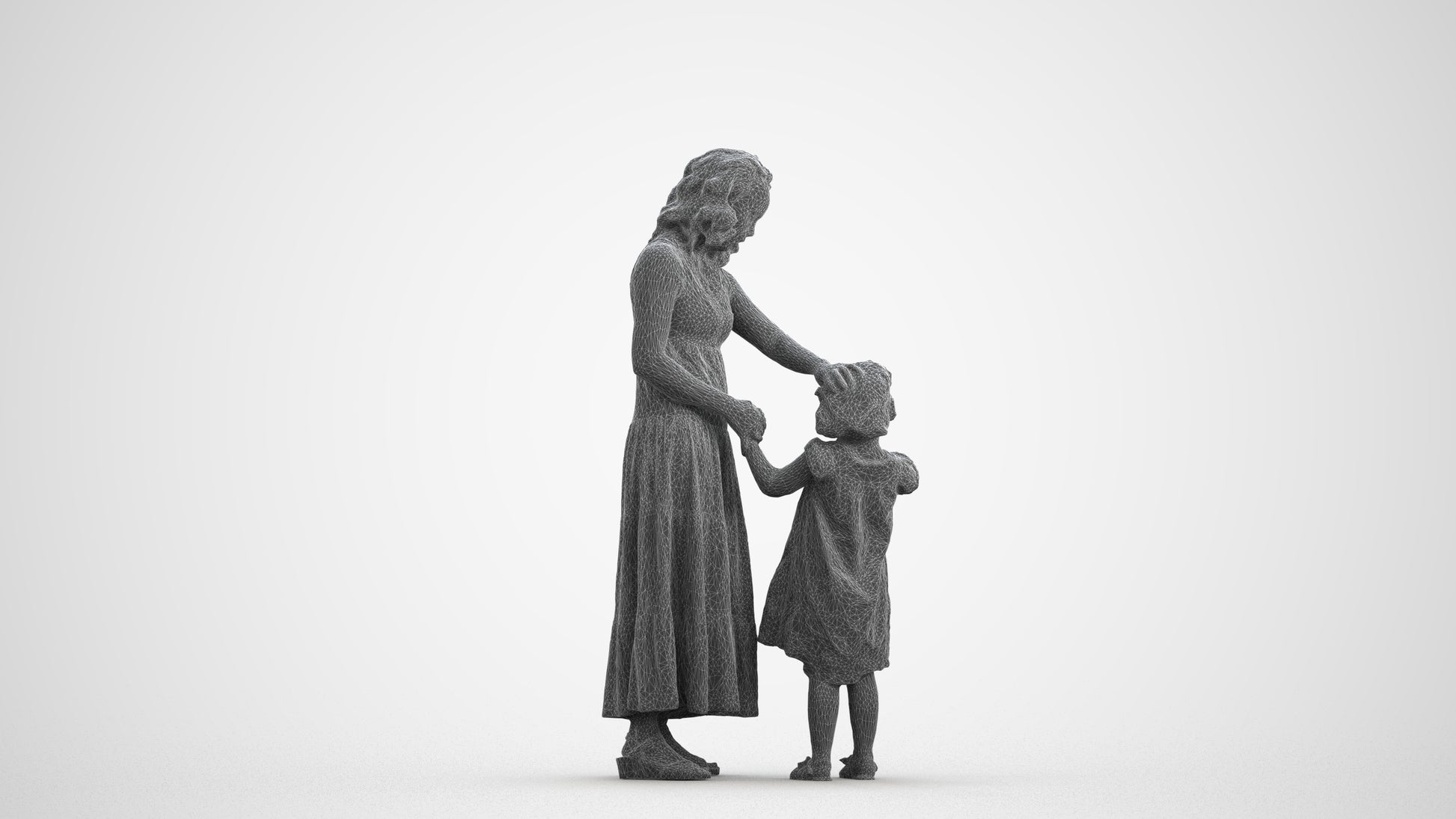 realistic 3D people girl casual kids, render-ready for V-Ray and Corona, FBX OBJ, wireframe front view