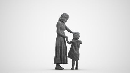 realistic 3D people girl casual kids, render-ready for V-Ray and Corona, FBX OBJ, wireframe front view